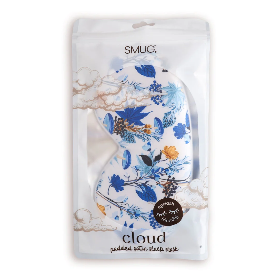 Cloud Padded Satin Sleep Mask - Cornflower Print - Image 2