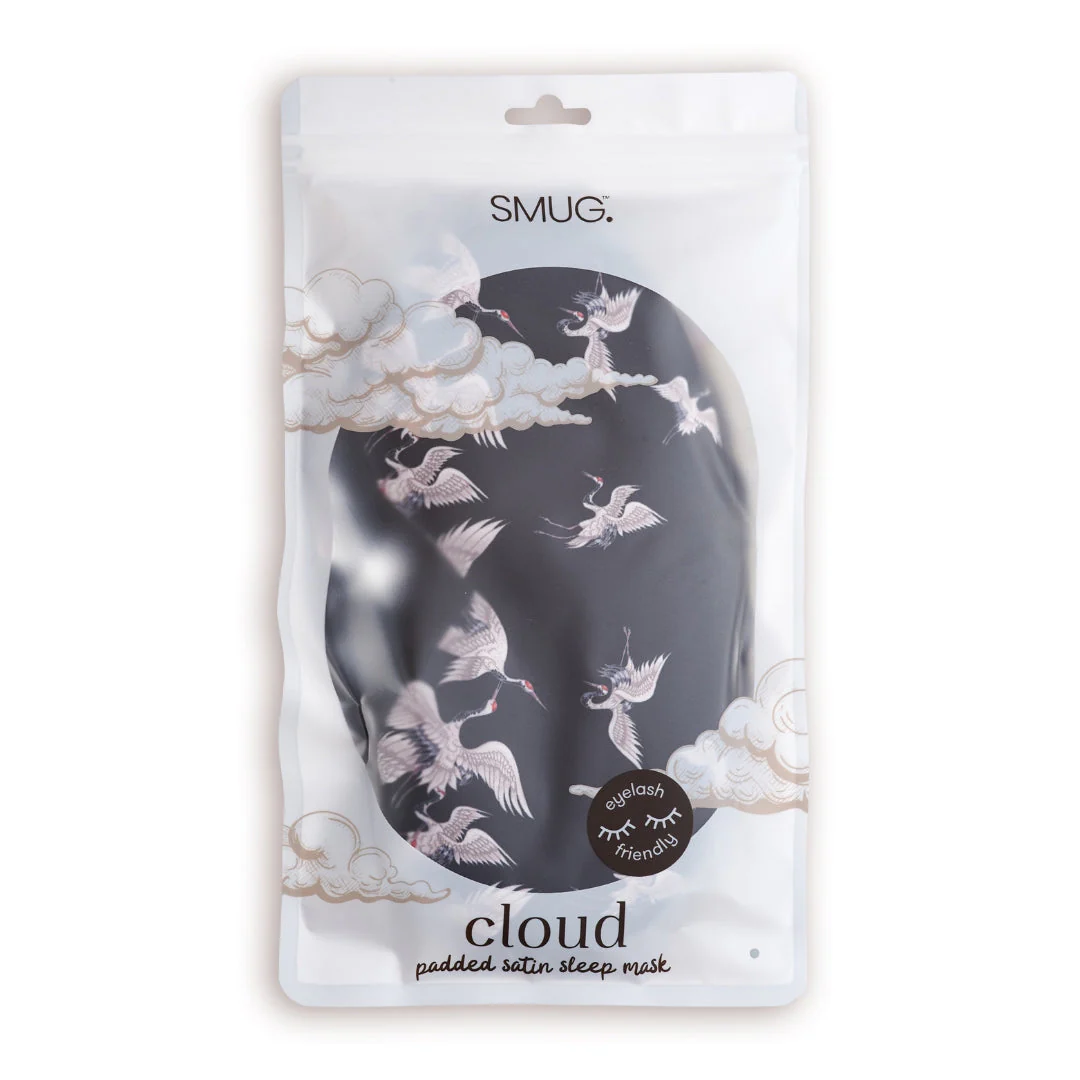 Cloud Padded Satin Sleep Mask - Moonlit Cranes Print - Image 2