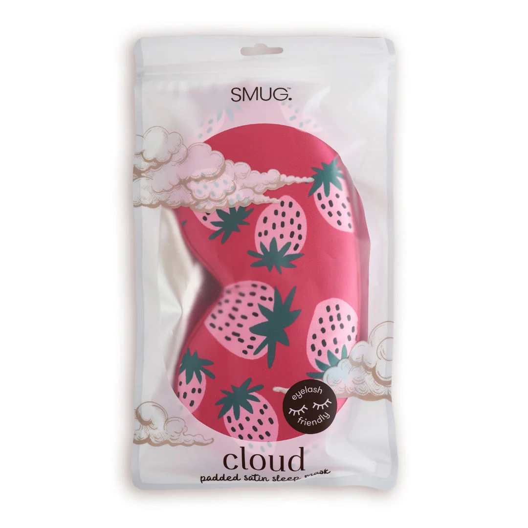Cloud Padded Satin Sleep Mask - Strawberry Dreams Print - Image 2