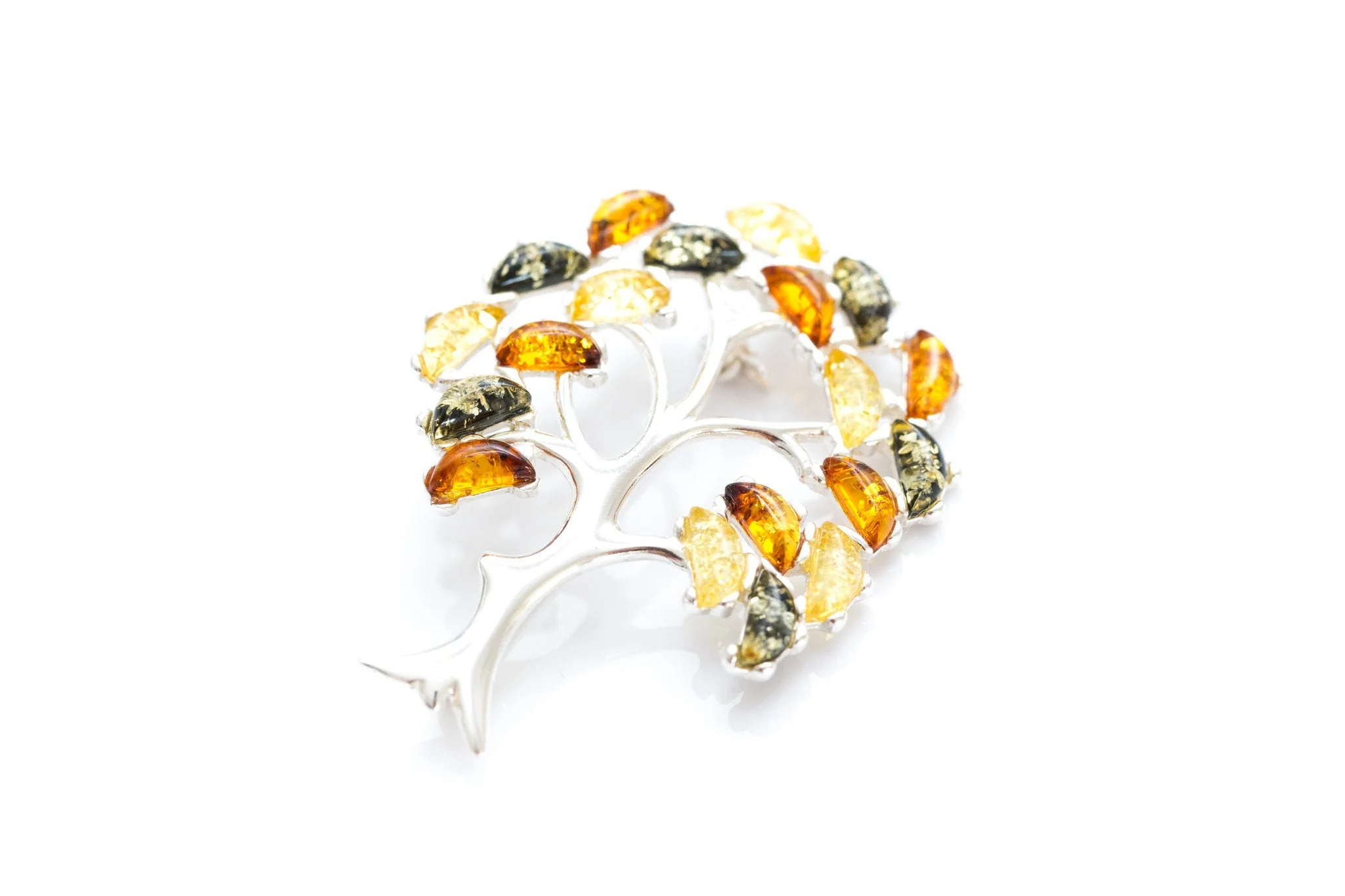 Colourful Large Amber Tree Brooch - Image 3