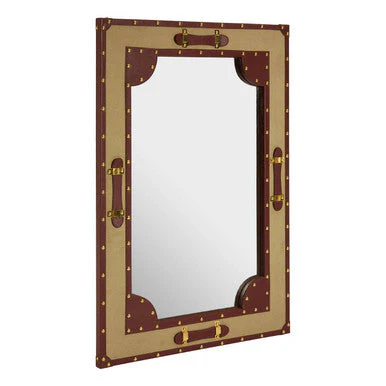 Columbus Canvas And Leather Trim Wall Mirror - Image 2