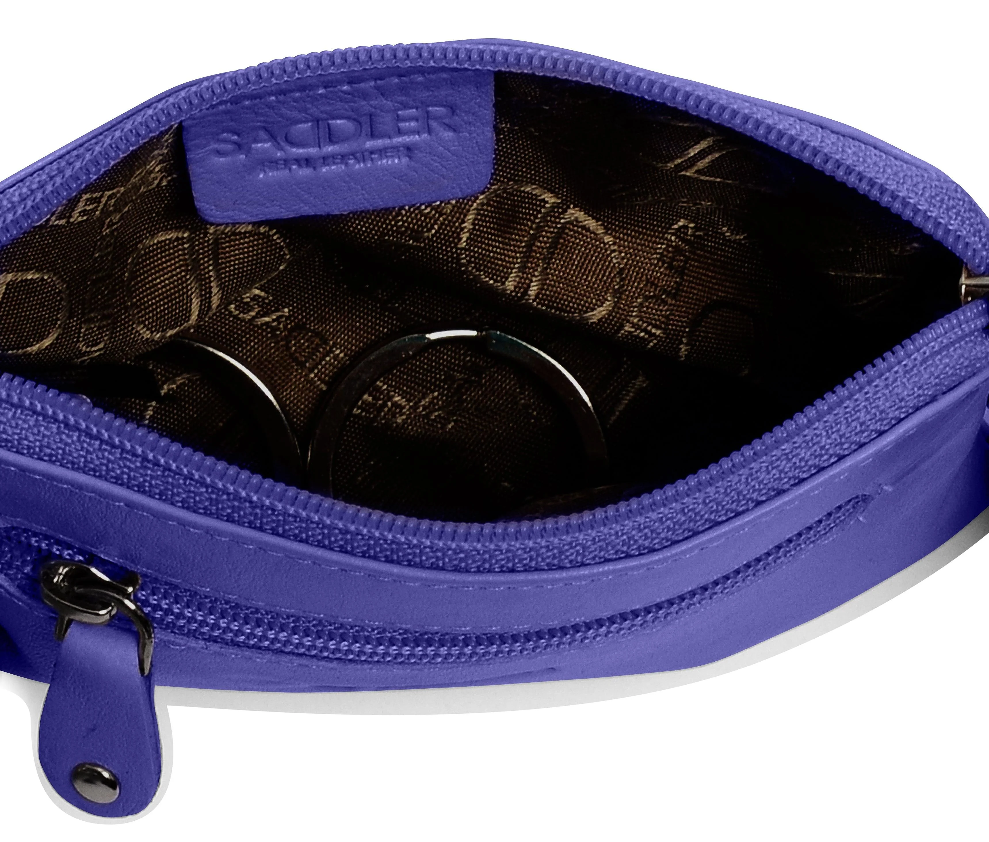 Compact Leather Coin & Card Purse "Ellie" – Handmade by Saddler | RFID Protected & Gift Boxed | With Front Zip Pocket & Key Holder - Image 12