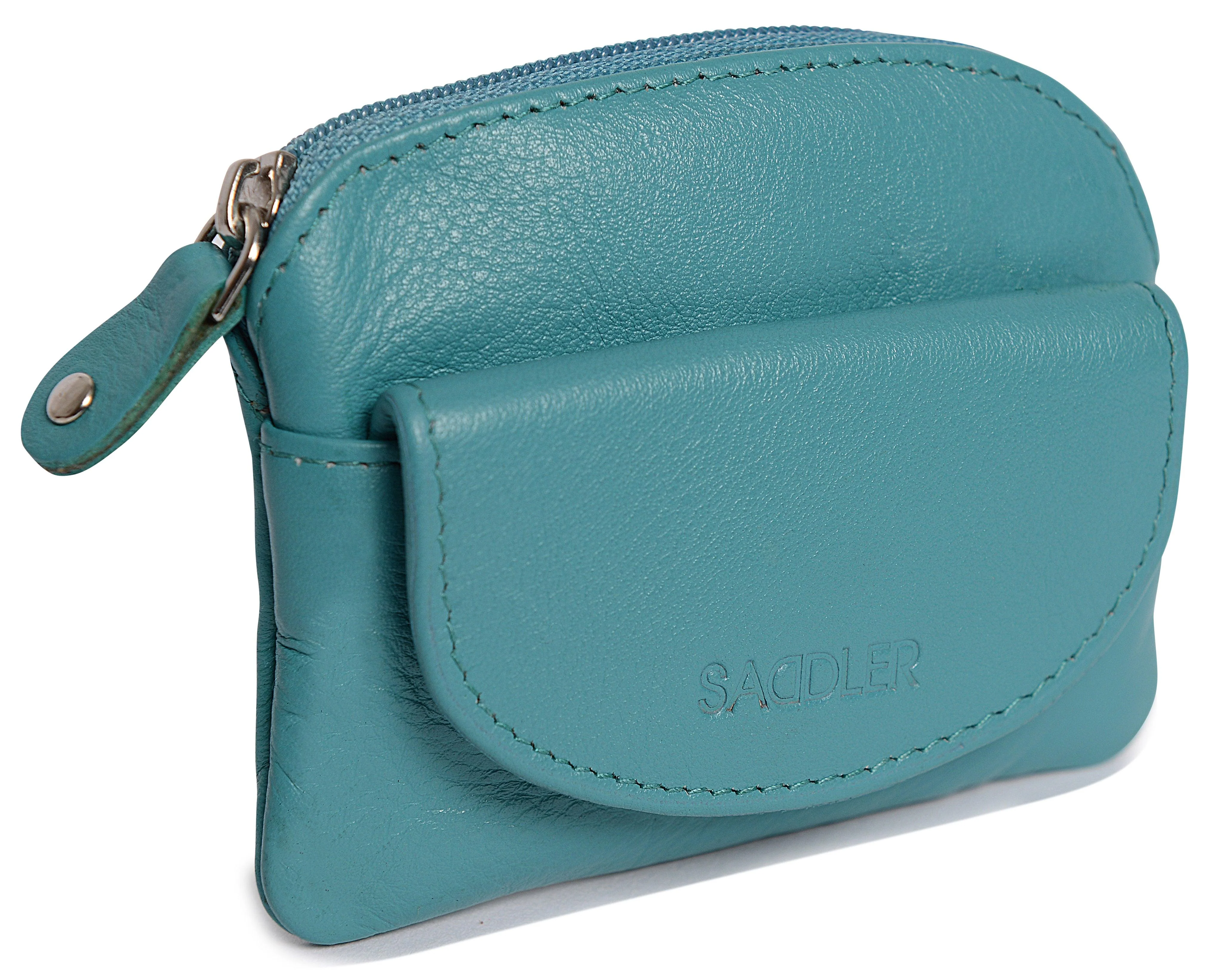 Compact Leather Zip-Top Coin Purse "Molly" – Handmade by Saddler | RFID Protected & Gift Boxed | With Front Pocket & Interior Key Ring - Image 13