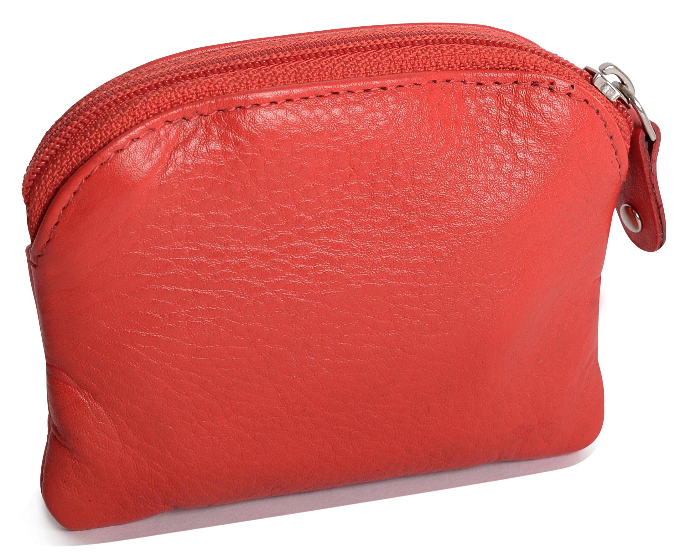 Compact Leather Zip-Top Coin Purse "Molly" – Handmade by Saddler | RFID Protected & Gift Boxed | With Front Pocket & Interior Key Ring - Image 4
