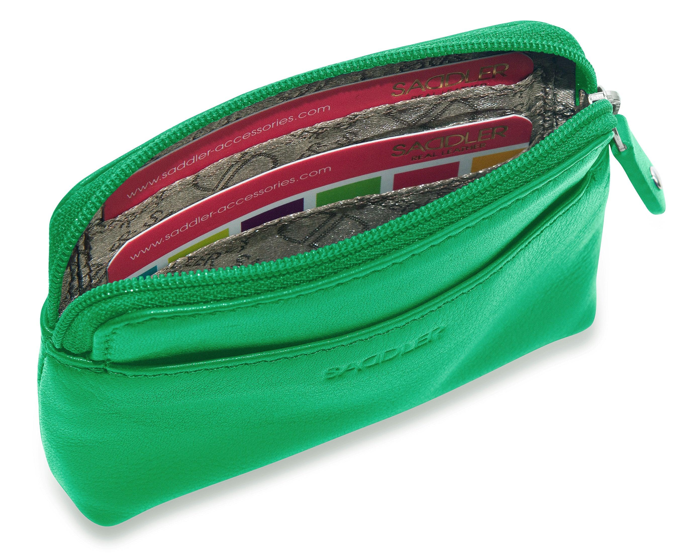 Compact Leather Zip-Top Purse "Pia" – Handmade by Saddler | RFID Protected & Gift Boxed | Multi-Functional Card, Coin & Key Holder - Image 6