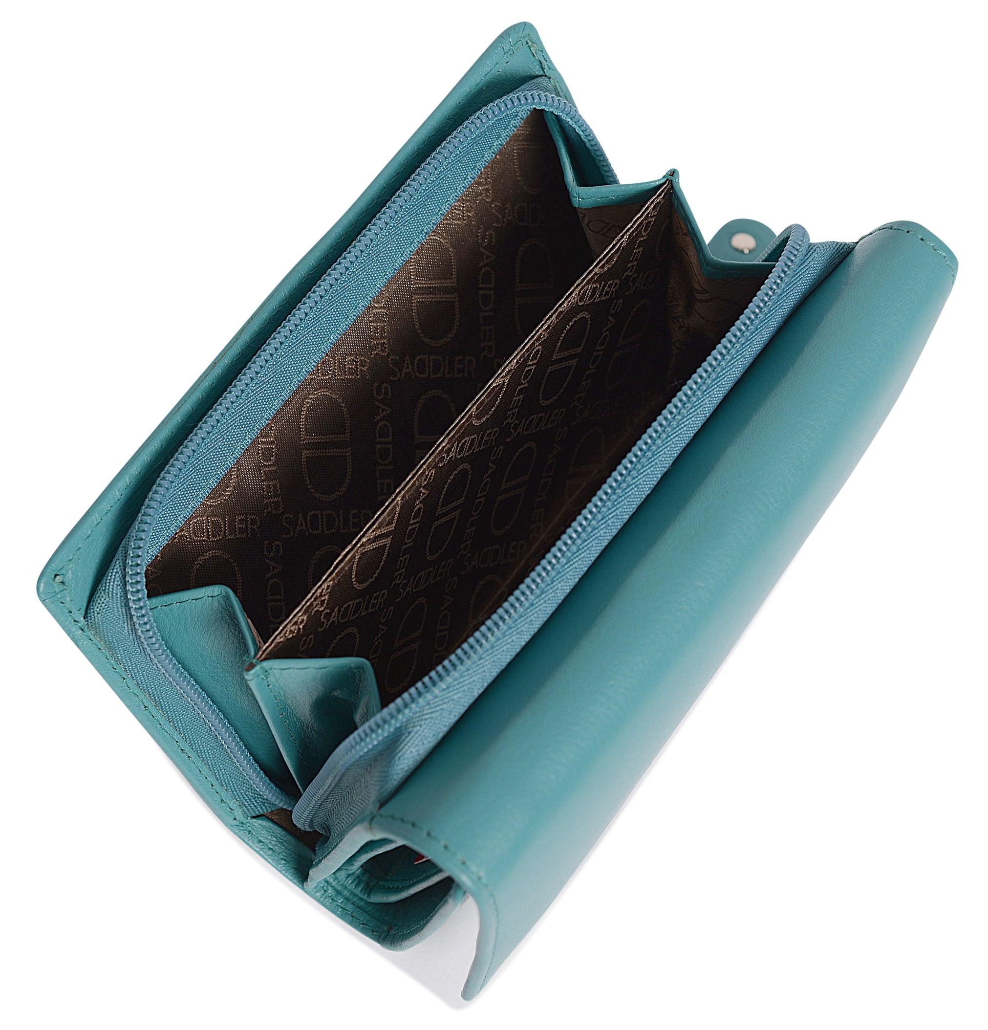 Compact Trifold Leather Purse "Eleanor" – Handmade by Saddler | RFID Protected & Gift Boxed | 10 Card Slots & Rear Zip Coin Pocket - Image 10