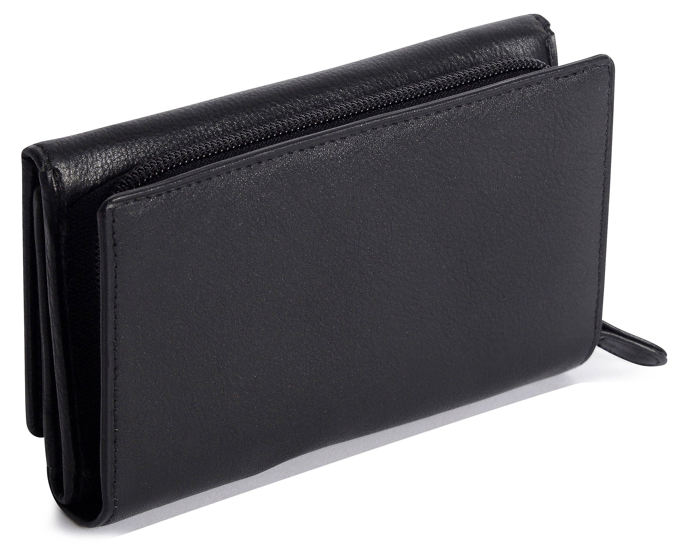 Compact Trifold Leather Purse "Eleanor" – Handmade by Saddler | RFID Protected & Gift Boxed | 10 Card Slots & Rear Zip Coin Pocket - Image 65