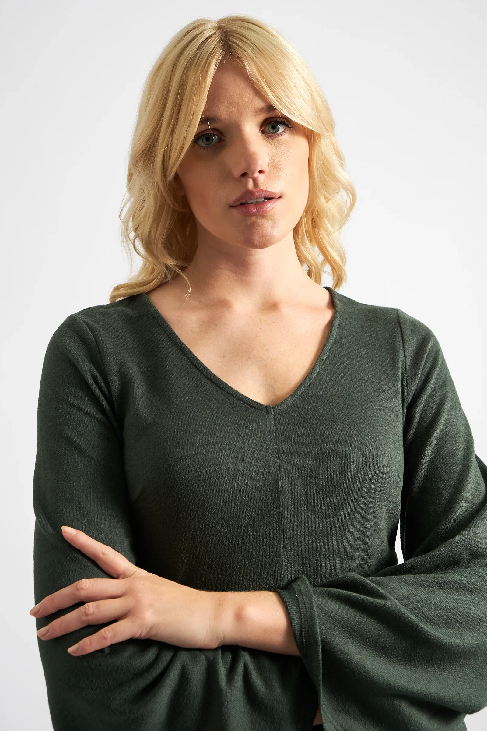 Coraline Brushed Marl Green V-Neck Jumpsuit - Image 4
