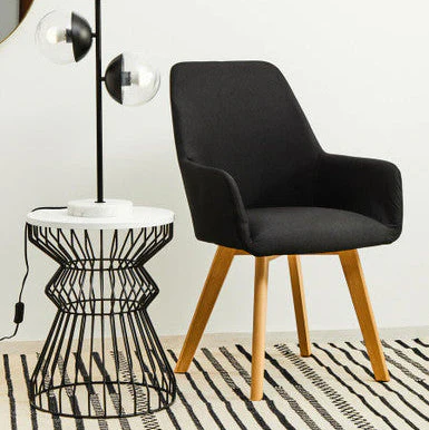 White Top Round Side Table with Black Iron Wire Curved Openwork Base, Corina - Image 3