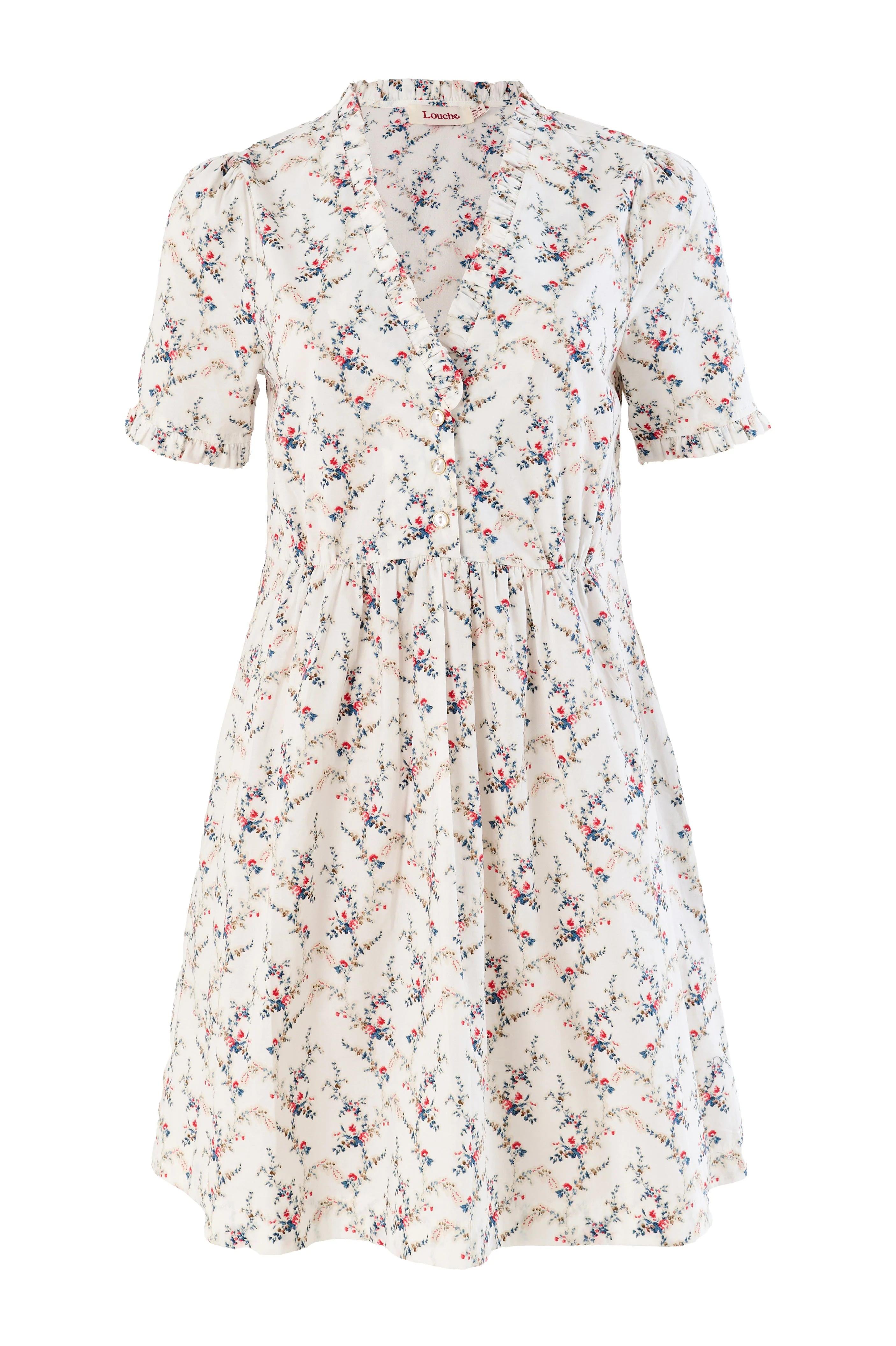 Cosima Regency Print Frill V-Neck Mini Dress - Image 7