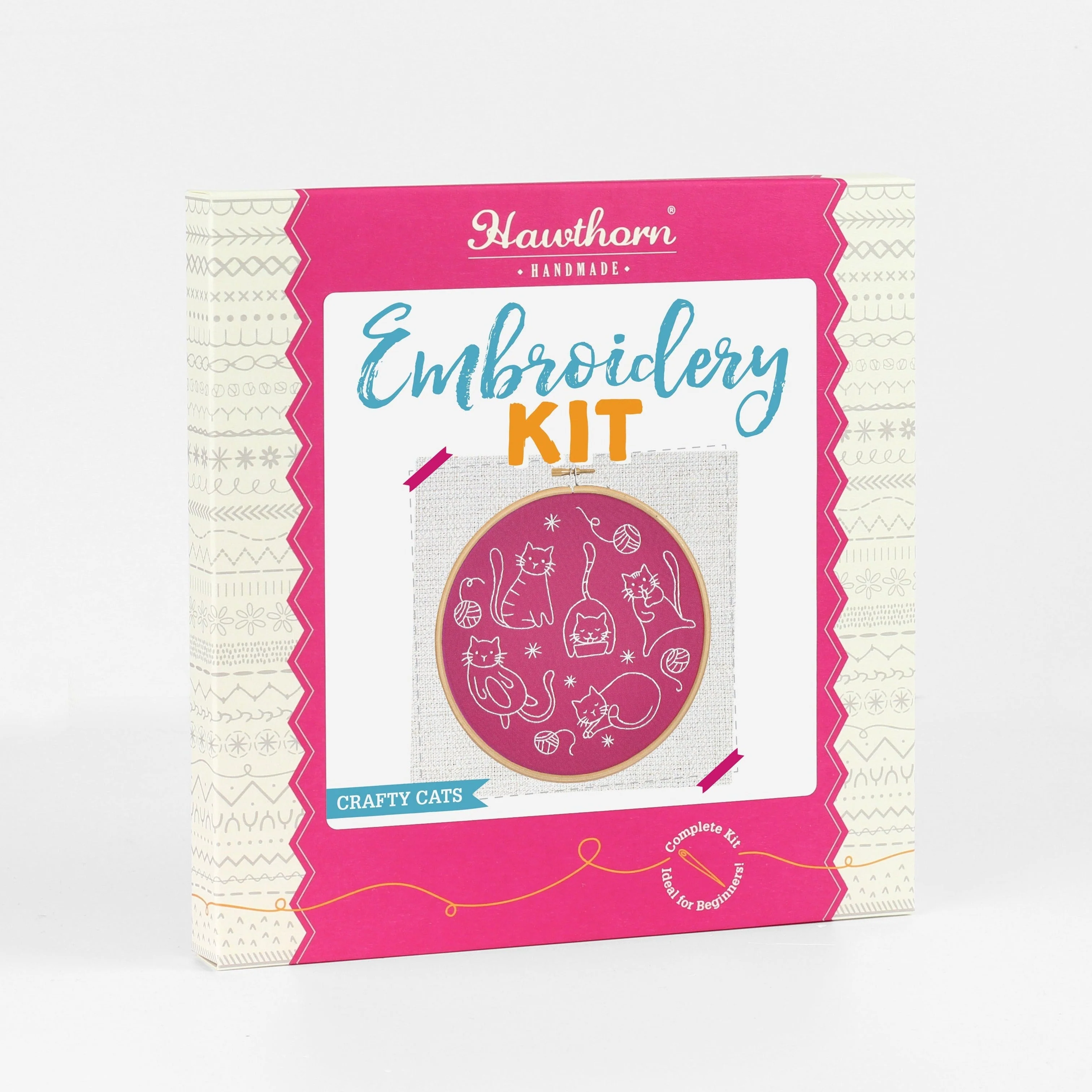 'Crafty Cats' Cat and Yarn Embroidery Kit for Beginners - Image 2