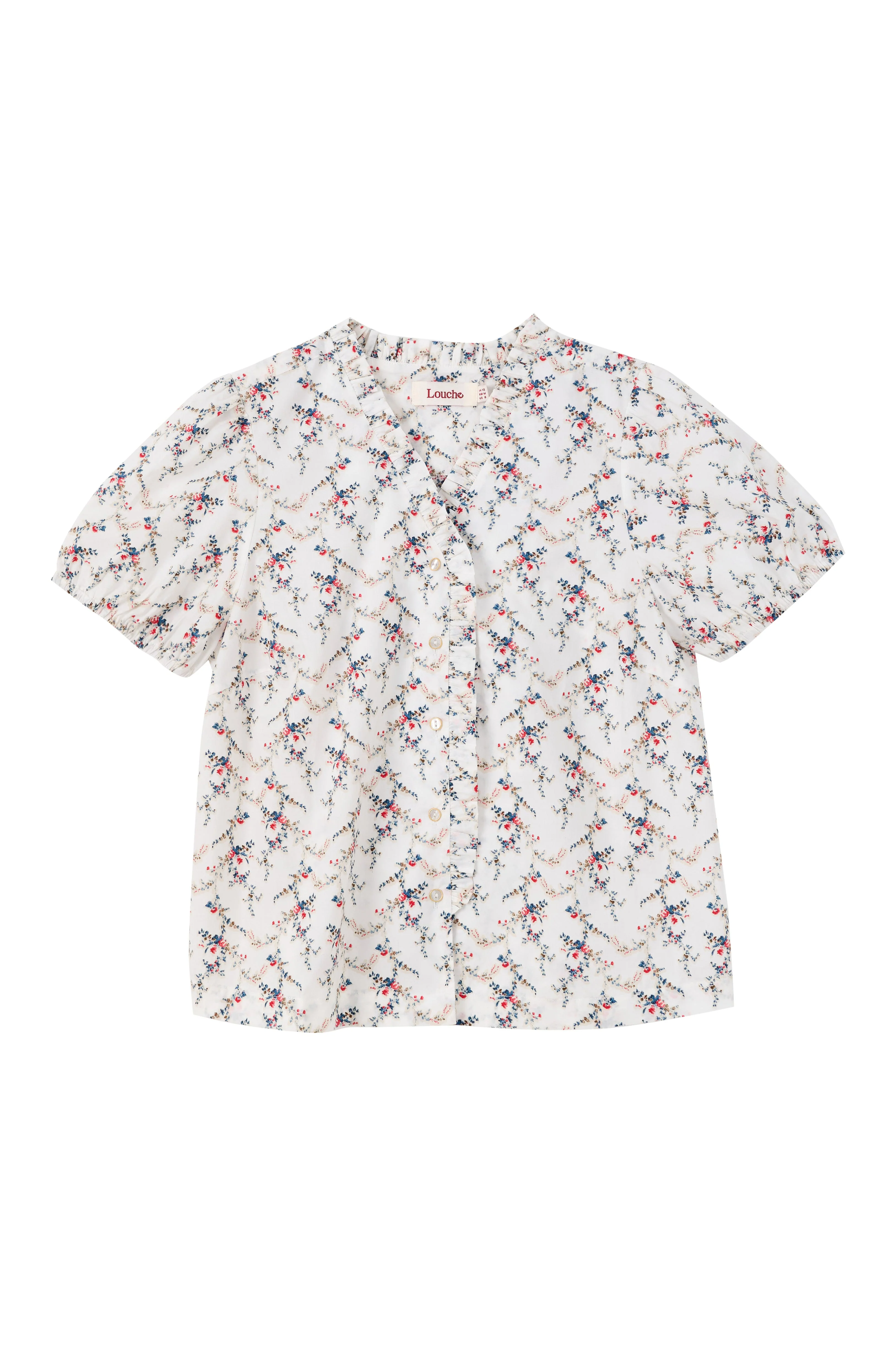 Cressida Regency Print Frill Trim V-Neck Blouse - Image 6