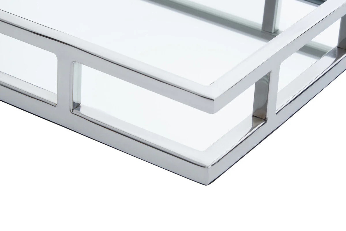 Cruzar Rectangular Silver Finish Tray - Image 3