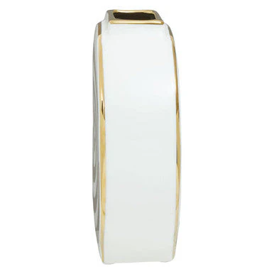 Curva Gold and White Ceramic Round Vase - Image 7