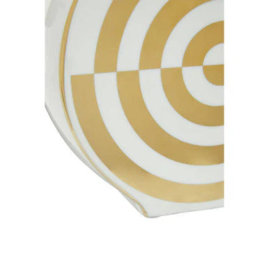 Curva Gold and White Ceramic Round Vase - Image 9