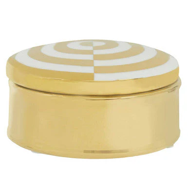 Curva Round Gold and White Trinket Box