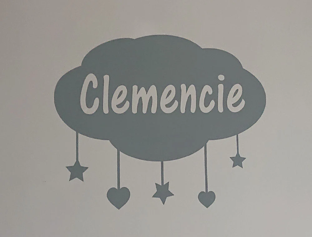 Cute Vinyl Name Sticker Cloud for Nursery - Image 8