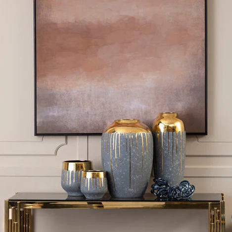 Cyrus Grey and Gold Small Vase - Image 3