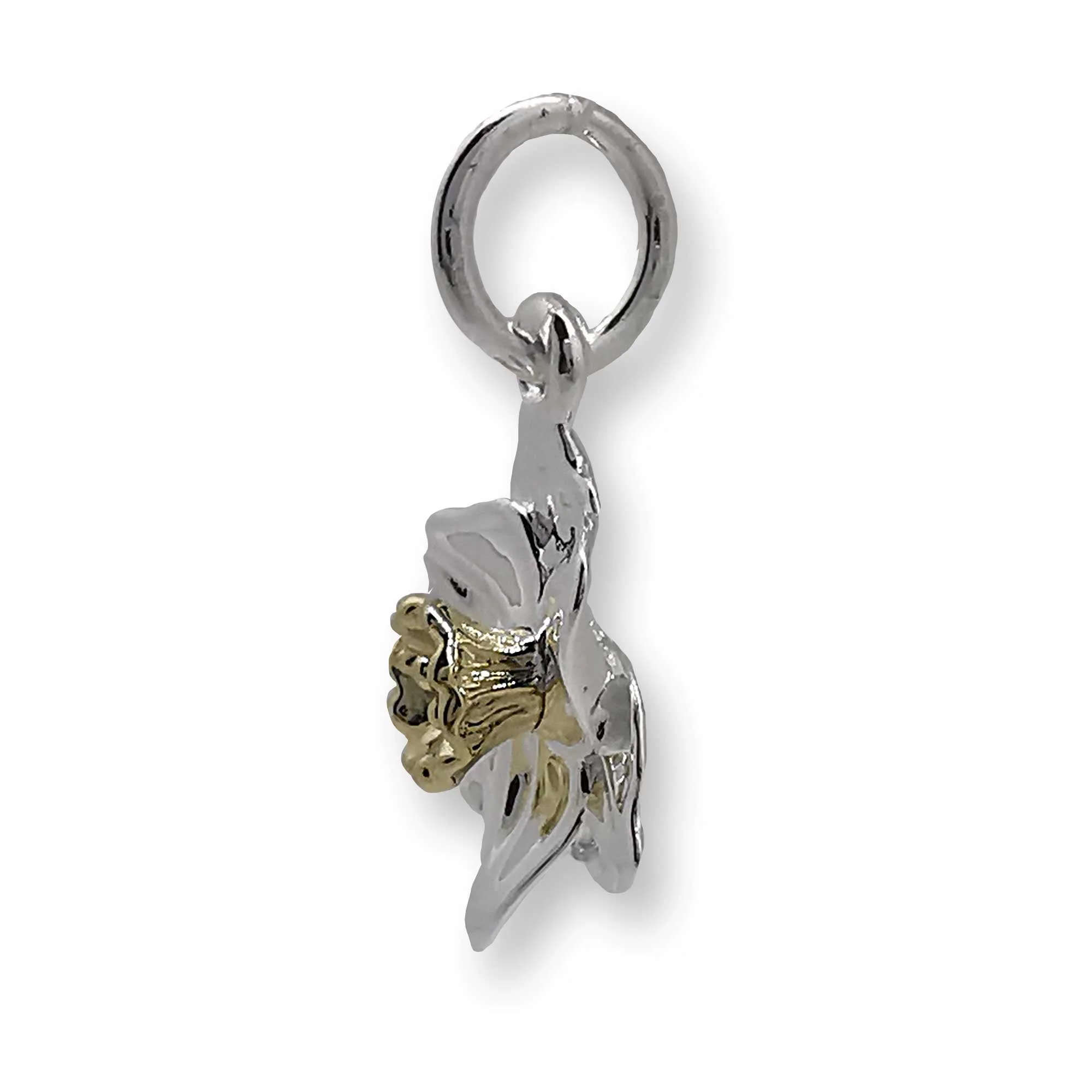 Daffodil Flower Silver & Solid Gold Charm - Image 10