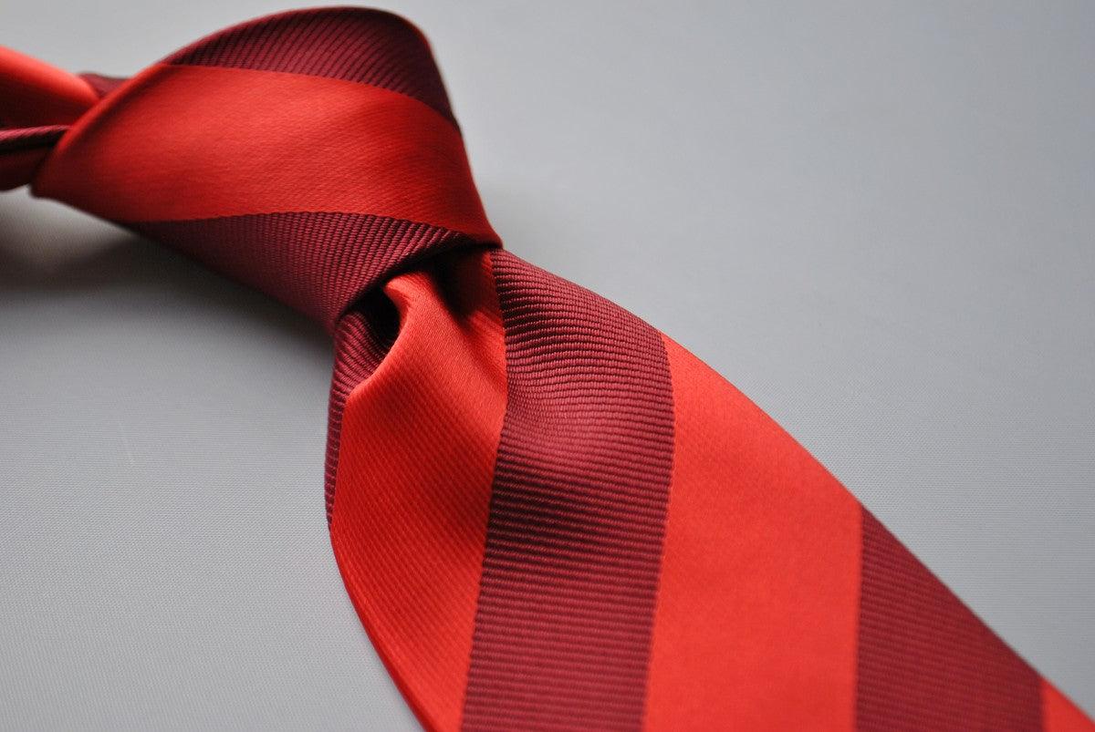dark and bright red barber striped tie - Image 2