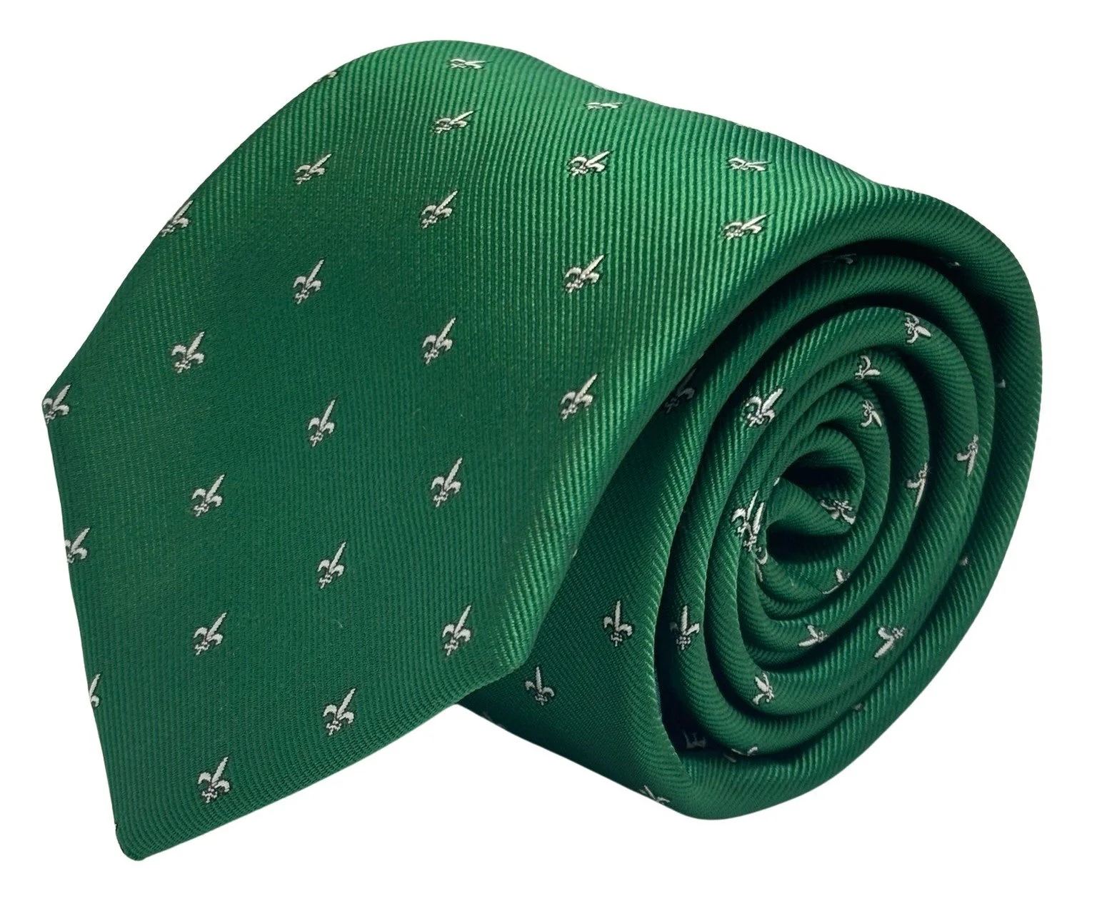 dark emerald forest green mens tie with fleur de lis lys design - Image 2
