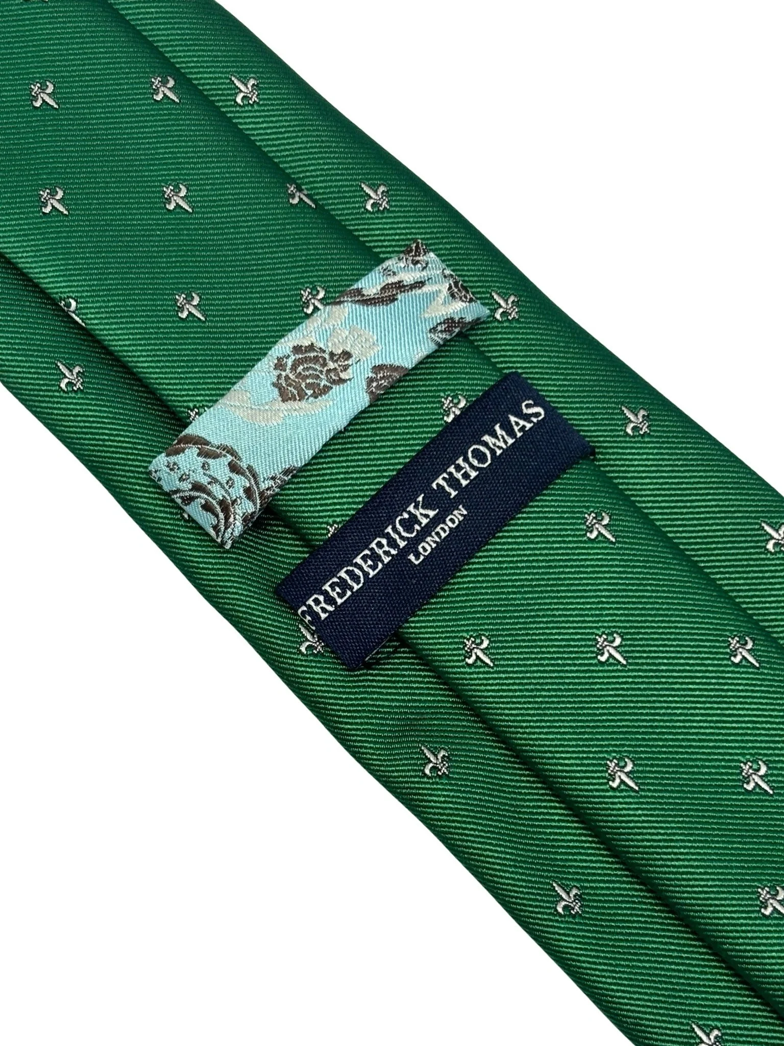 dark emerald forest green mens tie with fleur de lis lys design - Image 4