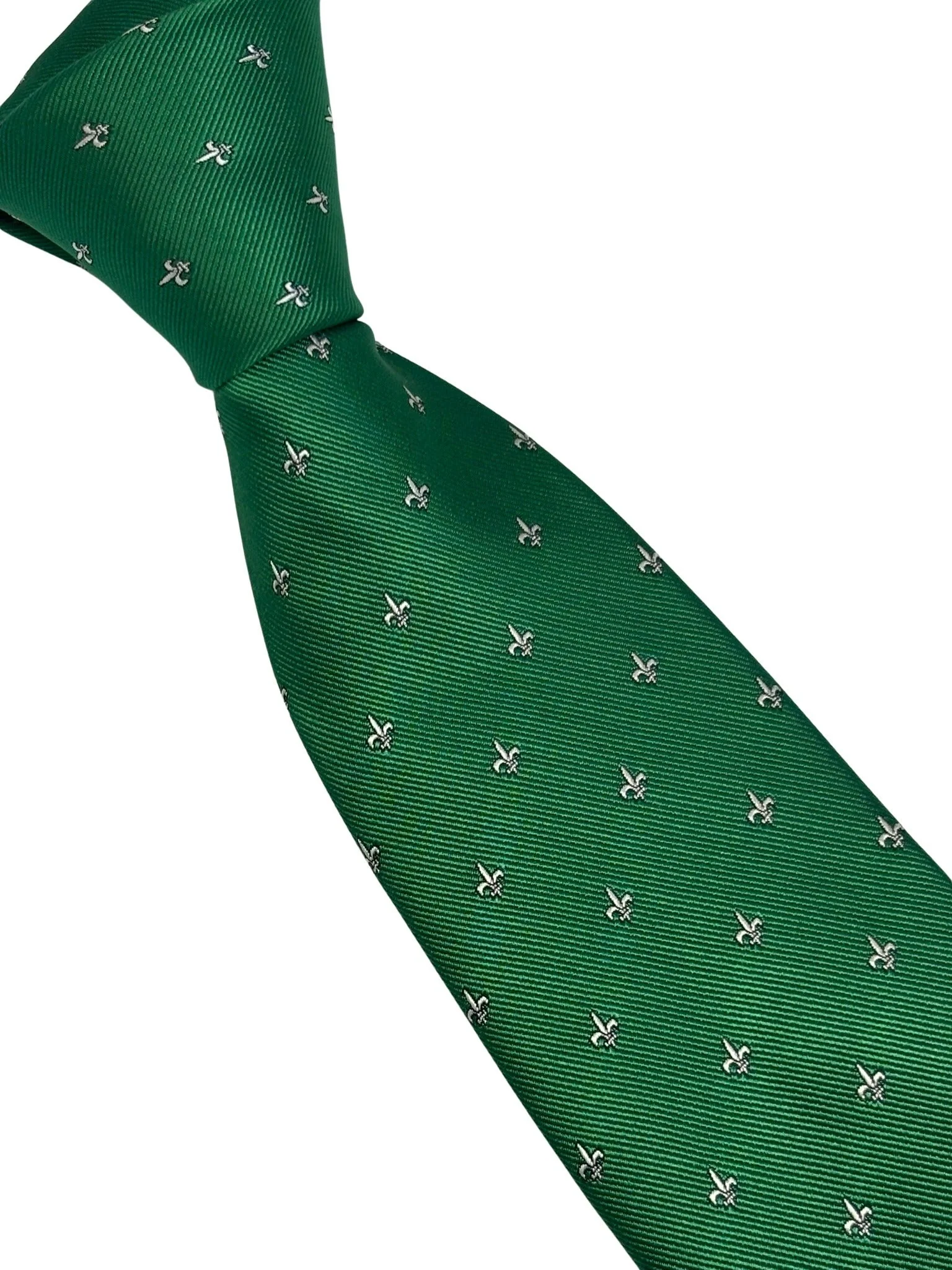 dark emerald forest green mens tie with fleur de lis lys design - Image 6