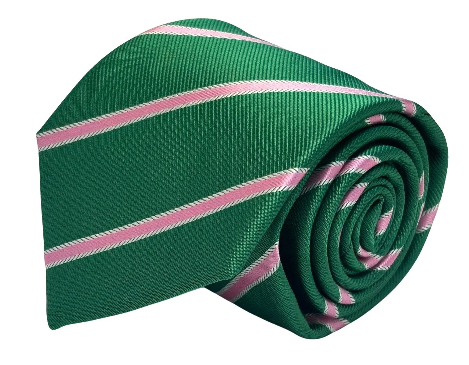 dark emerald forest green mens tie with pink club stripe - Image 2