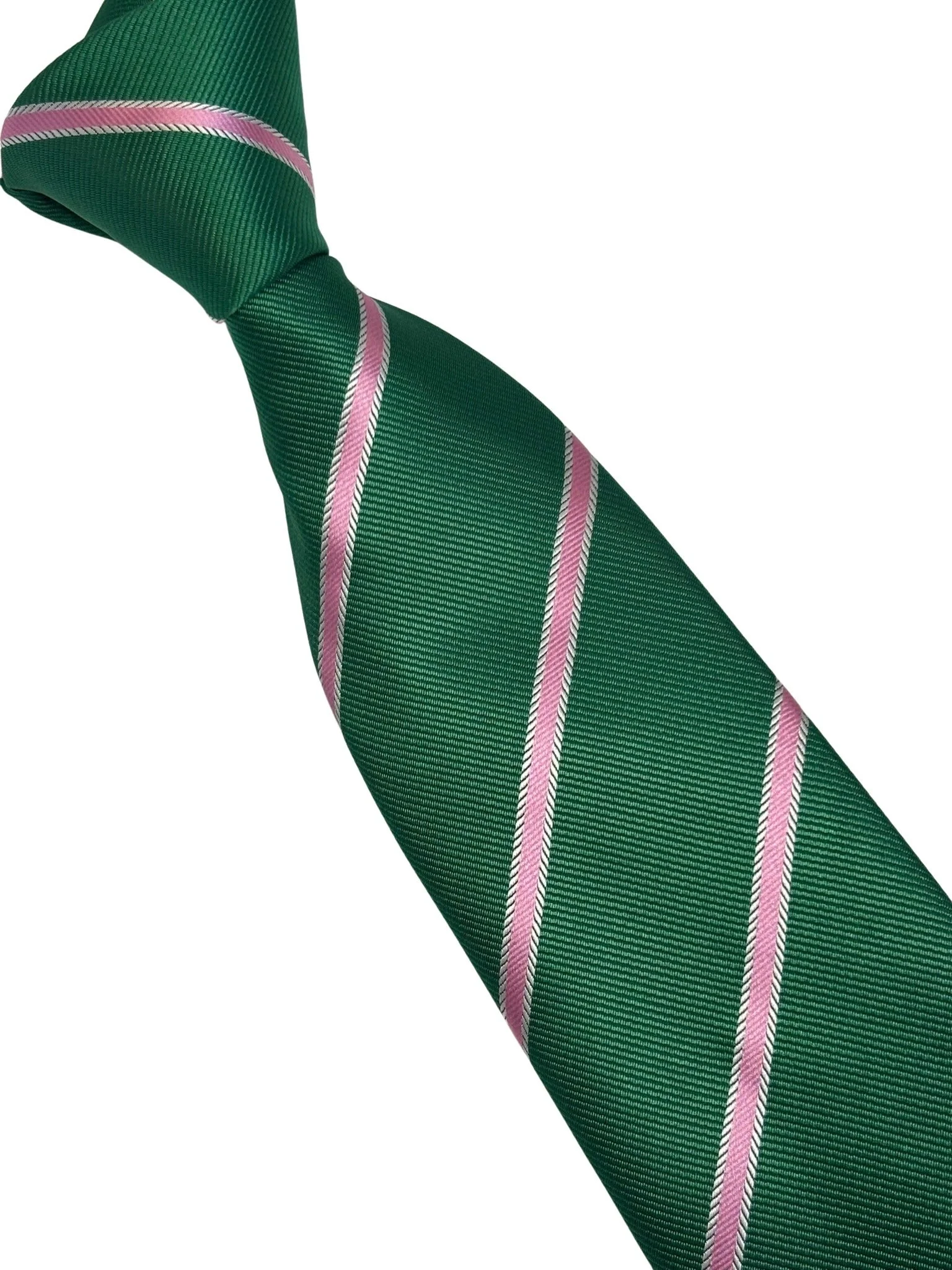dark emerald forest green mens tie with pink club stripe - Image 6
