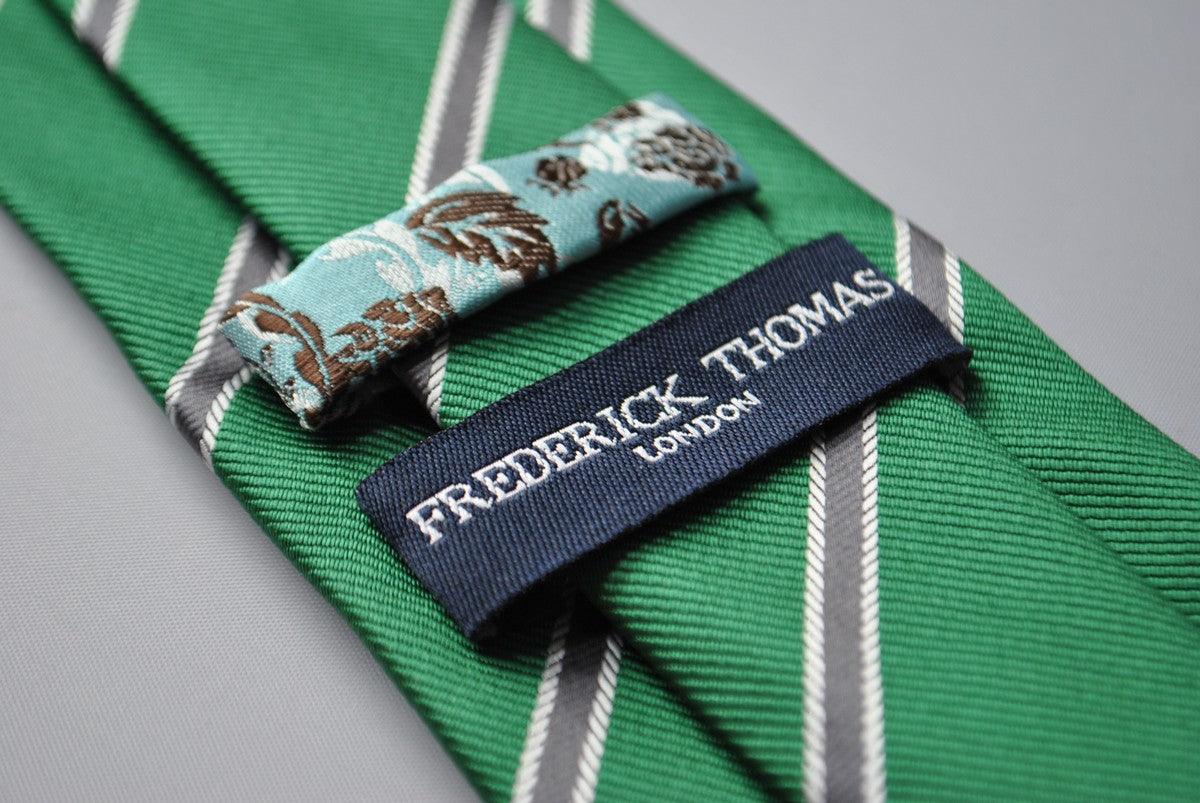 dark green and grey club striped tie - Image 3