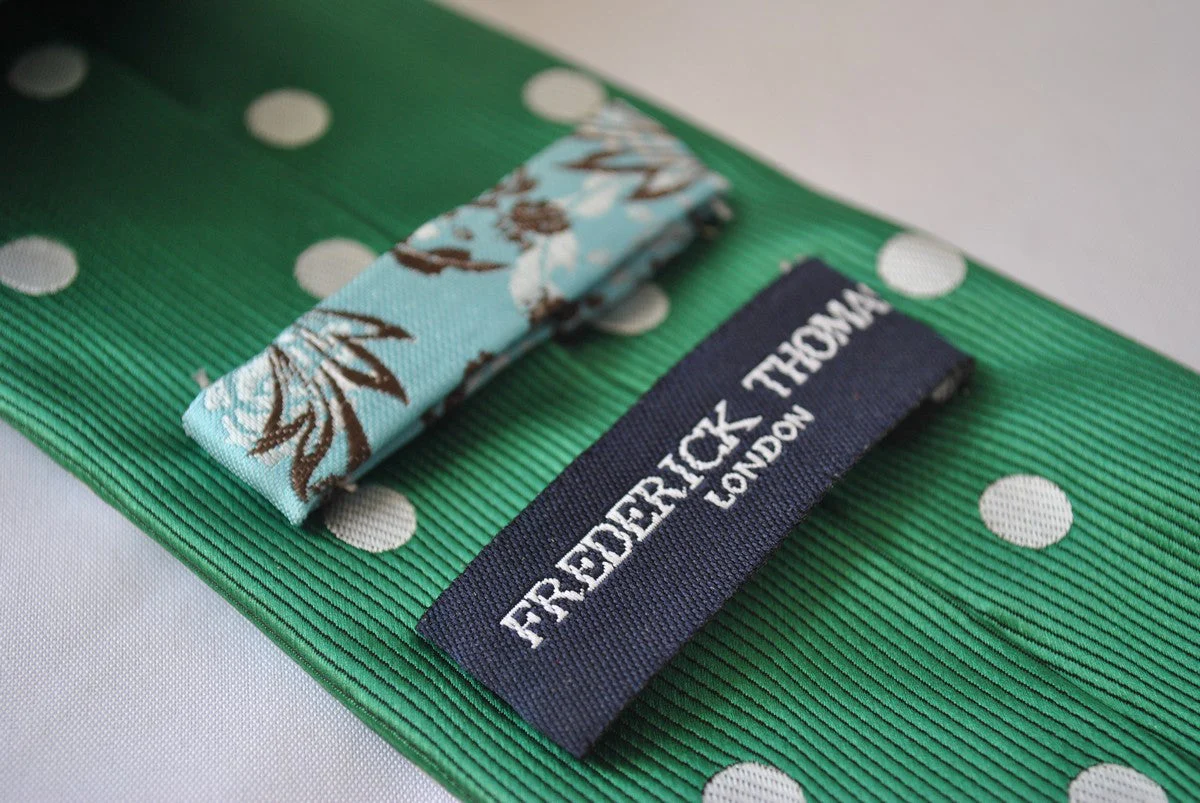 dark green tie with white polka dots - Image 3