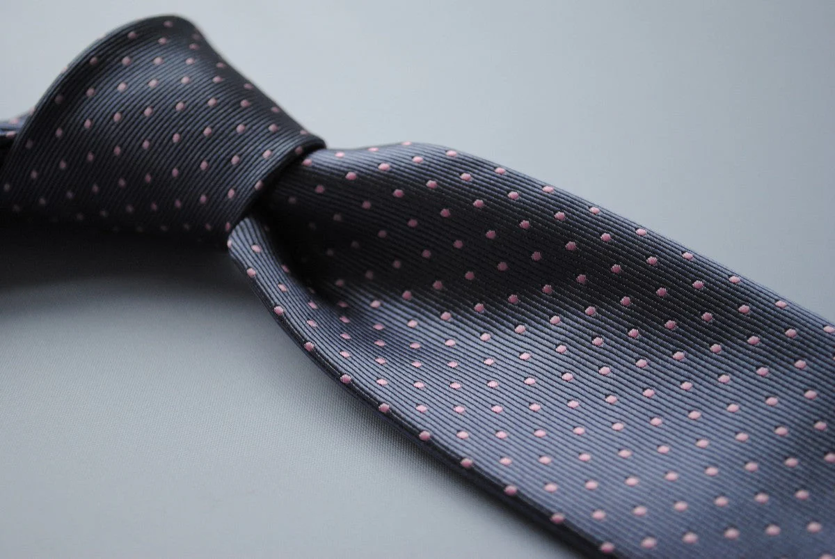 dark grey tie with pale pink pin spots - Image 3