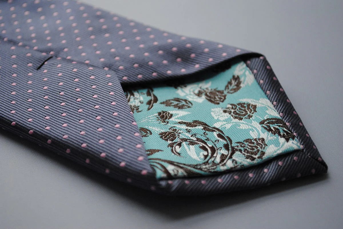 dark grey tie with pale pink pin spots - Image 4
