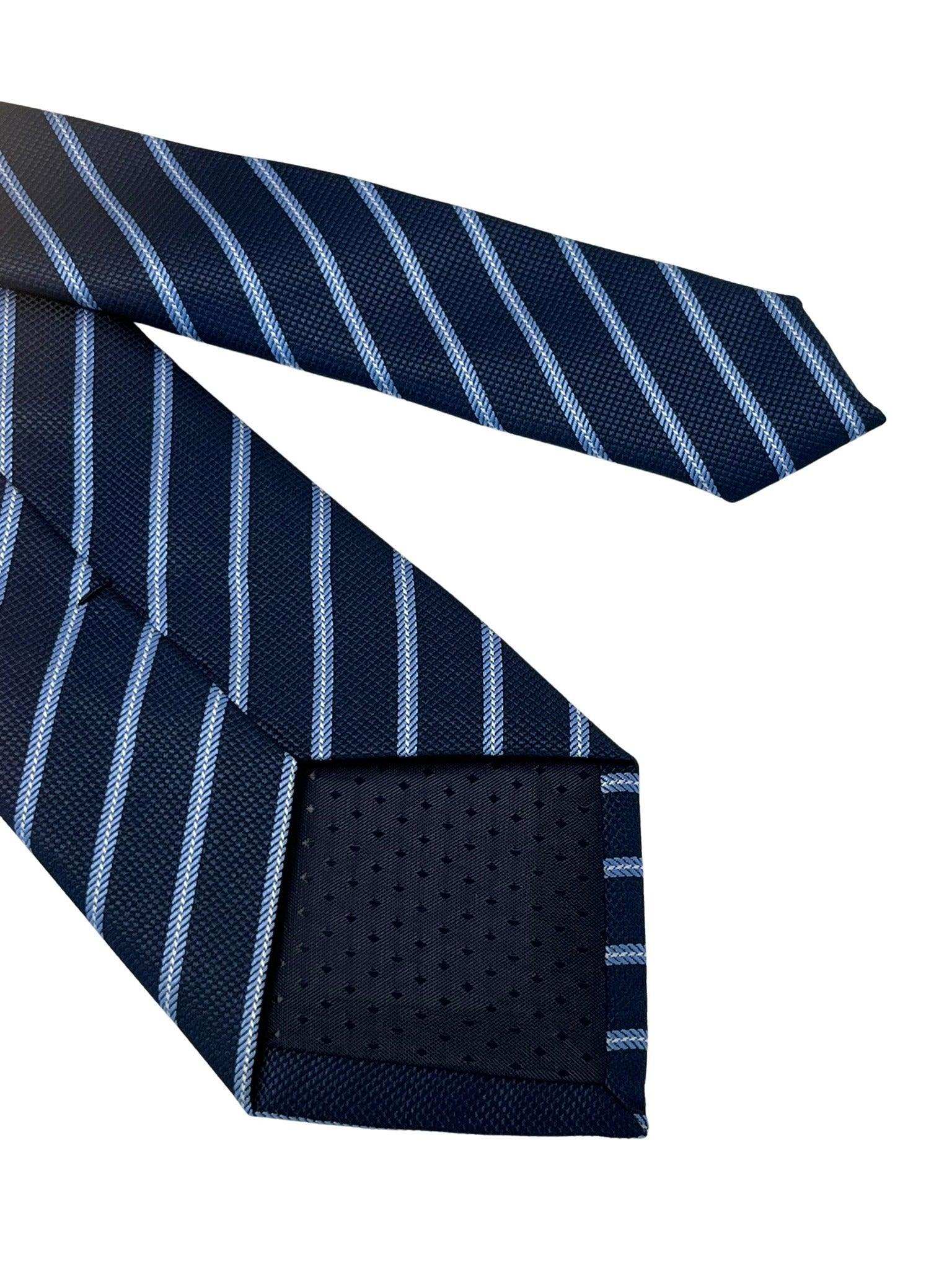 dark navy blue tie with light pale blue stripe - Image 5