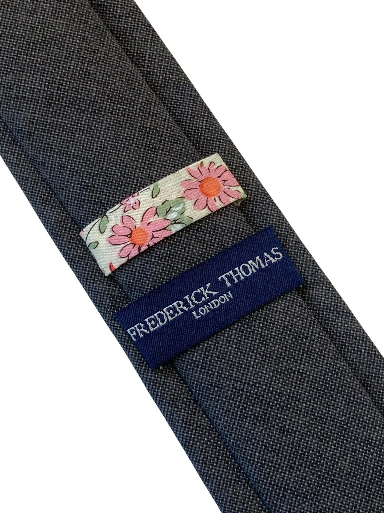 dark taupe smokey grey brown mens linen tie - Image 3