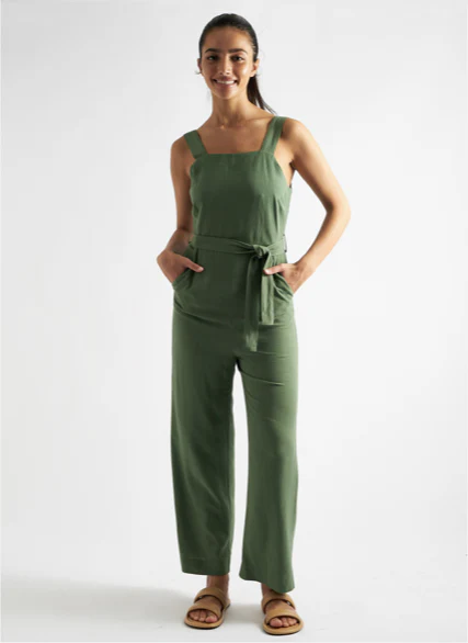 Dawson Linen Mix Strappy Jumpsuit - Green - Image 5