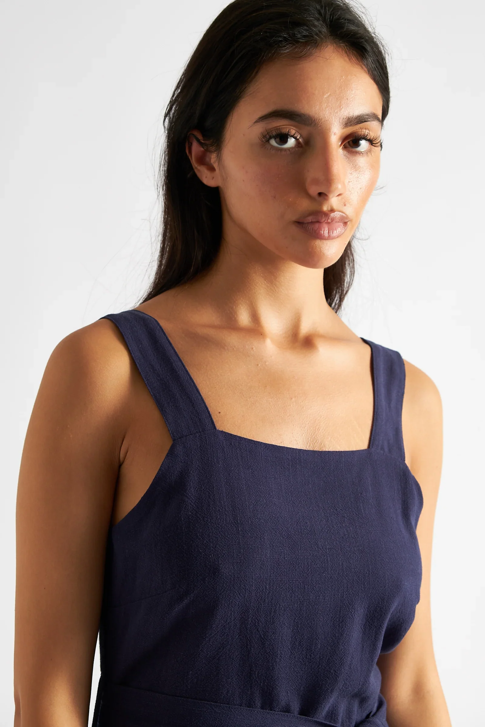 Dawson Linen Mix Strappy Jumpsuit - Navy - Image 4