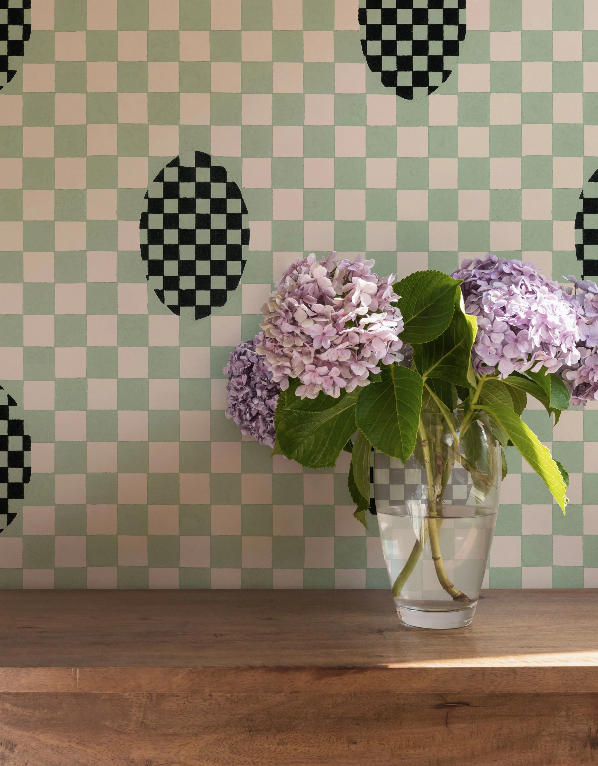 Deco Checkers - in Seafoam Bliss - Wallpaper - Micaela Sharp Collaboration - Image 4