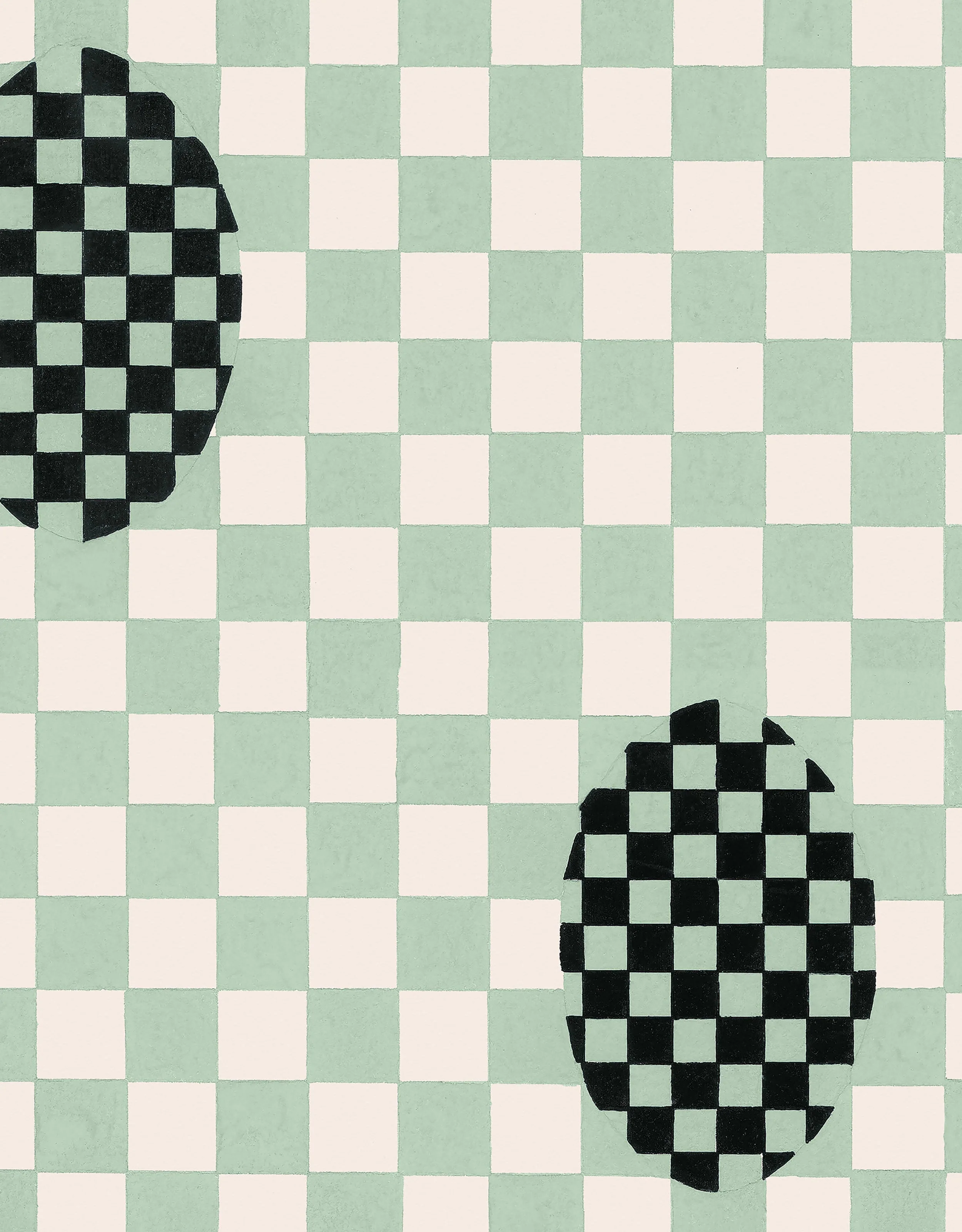 Deco Checkers - in Seafoam Bliss - Wallpaper - Micaela Sharp Collaboration - Image 5