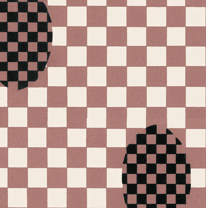 Deco Checkers - in Toasted Coco - Wallpaper - Micaela Sharp Collaboration