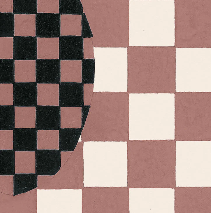Deco Checkers - in Toasted Coco - Wallpaper - Micaela Sharp Collaboration - Image 2