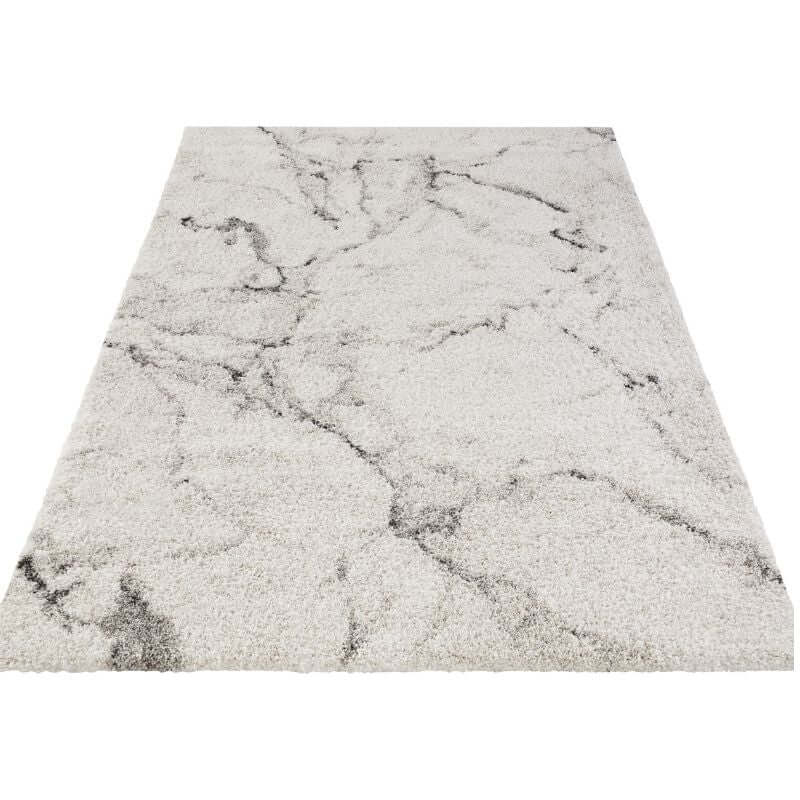 Deep-Pile Velour Abstract Rug Cream Colour - Image 3