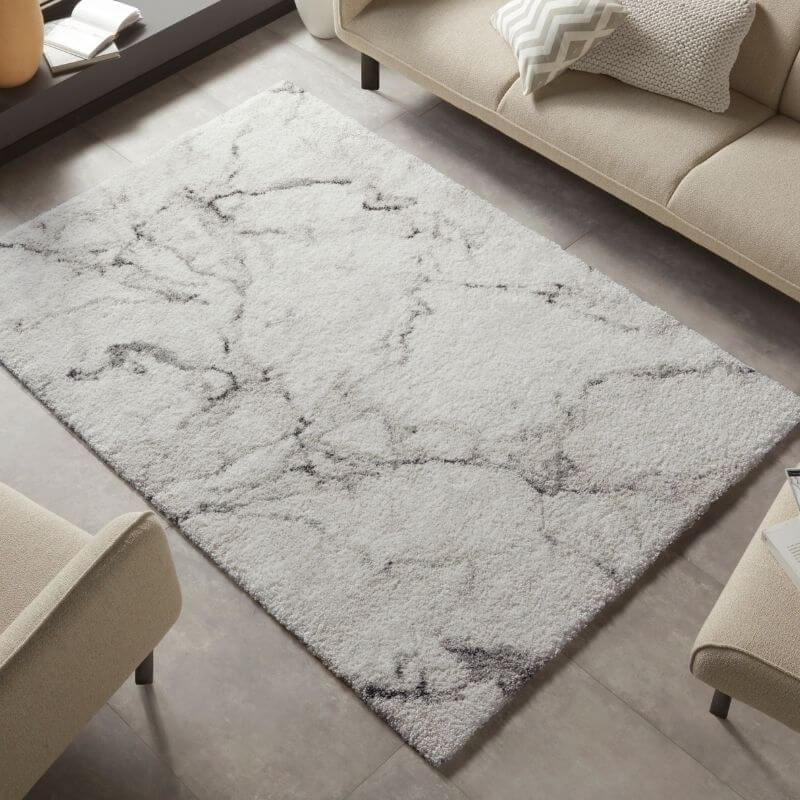 Deep-Pile Velour Abstract Rug Cream Colour - Image 4