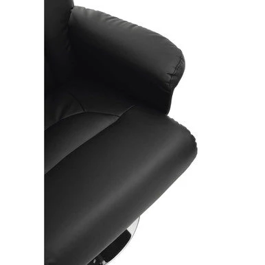Denton Black Leather Effect Reclining Chair And Footstool - Image 11