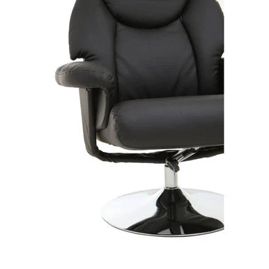 Denton Black Leather Effect Reclining Chair And Footstool - Image 9