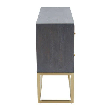 Grey and Gold Warm Metallic Finish Shagreen Effect 4-Drawer Console Table with Knob Handle, Deskey - Image 5