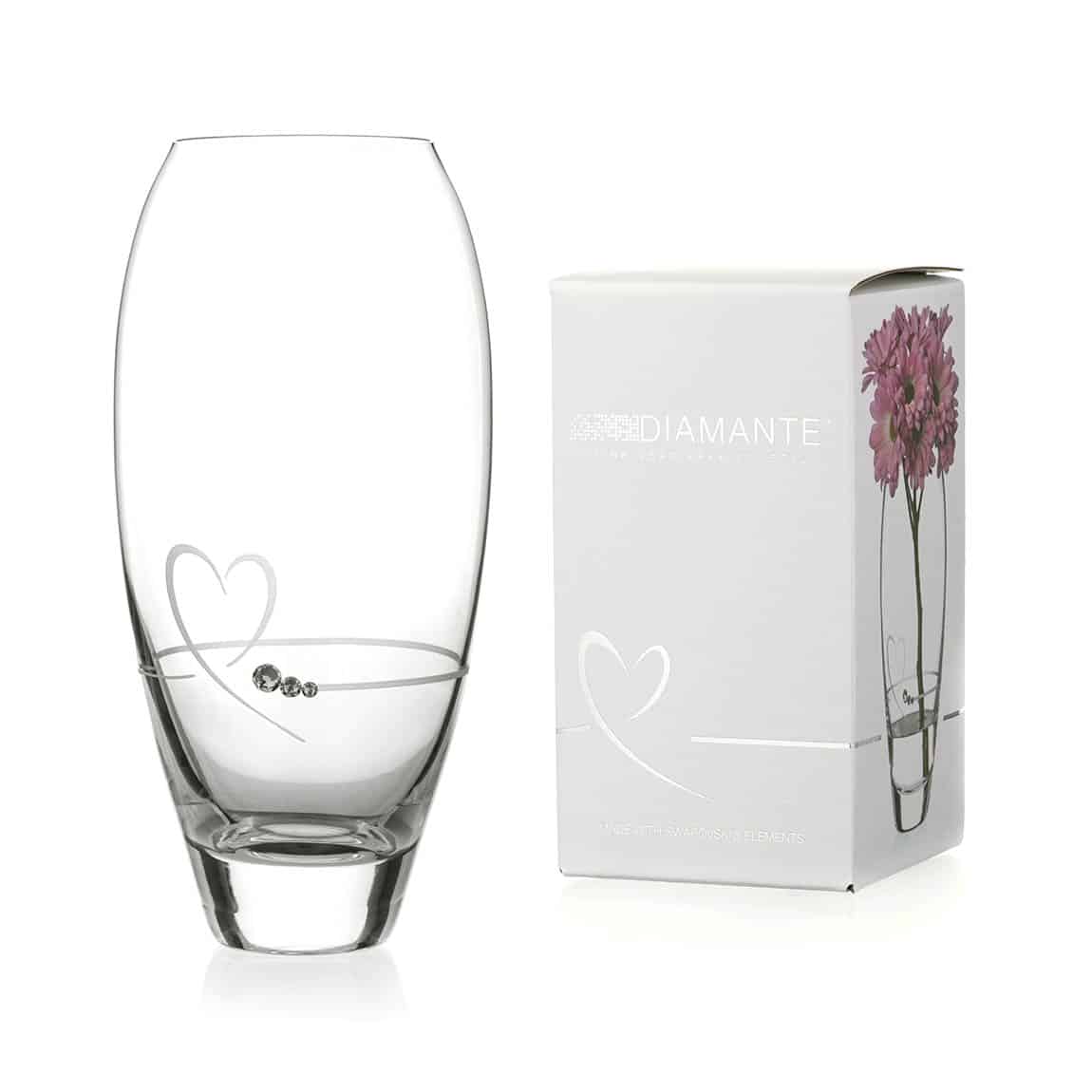 Diamante Petit Vase with Heart Design - 18cm - In Gift Box - Image 2