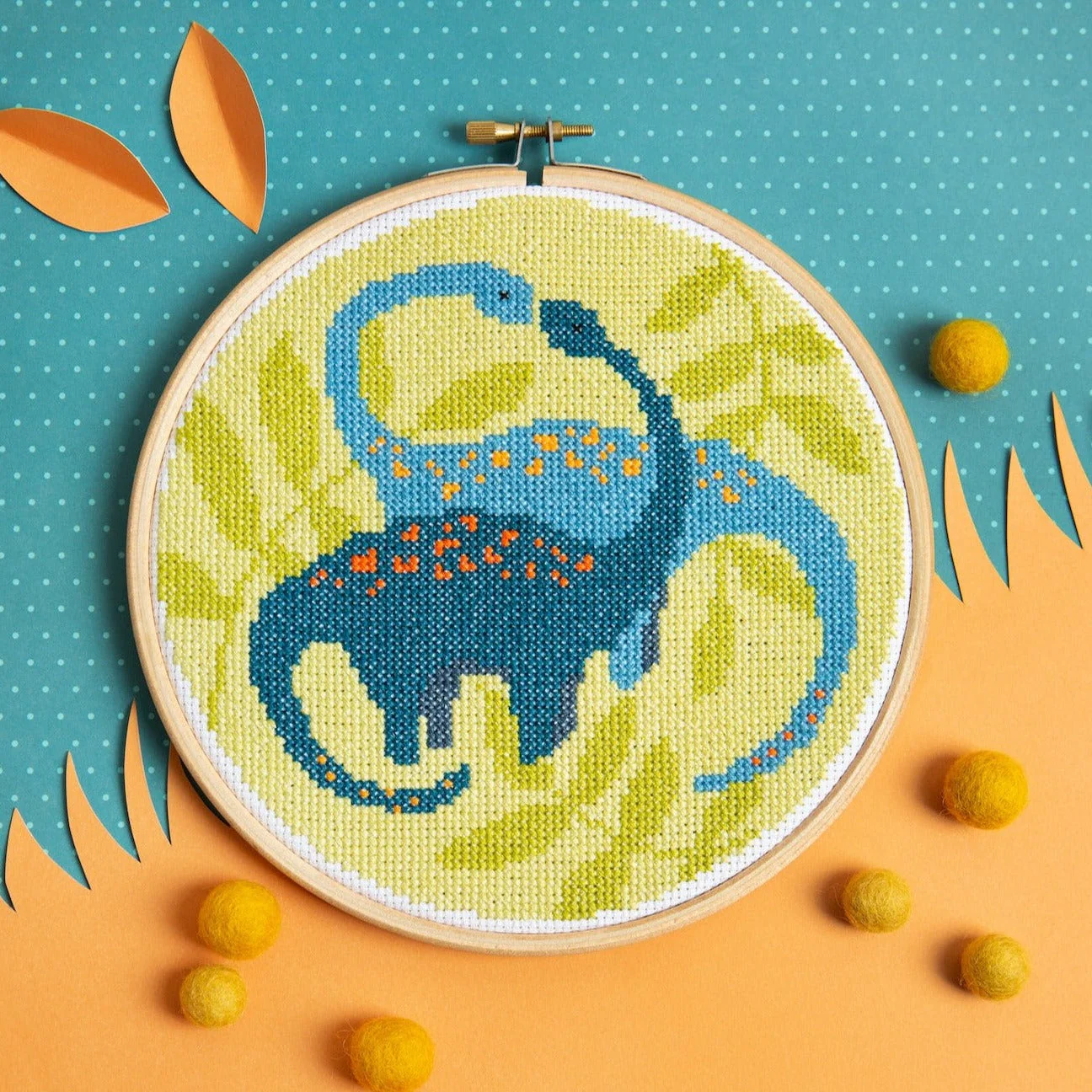 'Diplodocus' Dinosaur Cross Stitch Kit for Beginners - Image 3