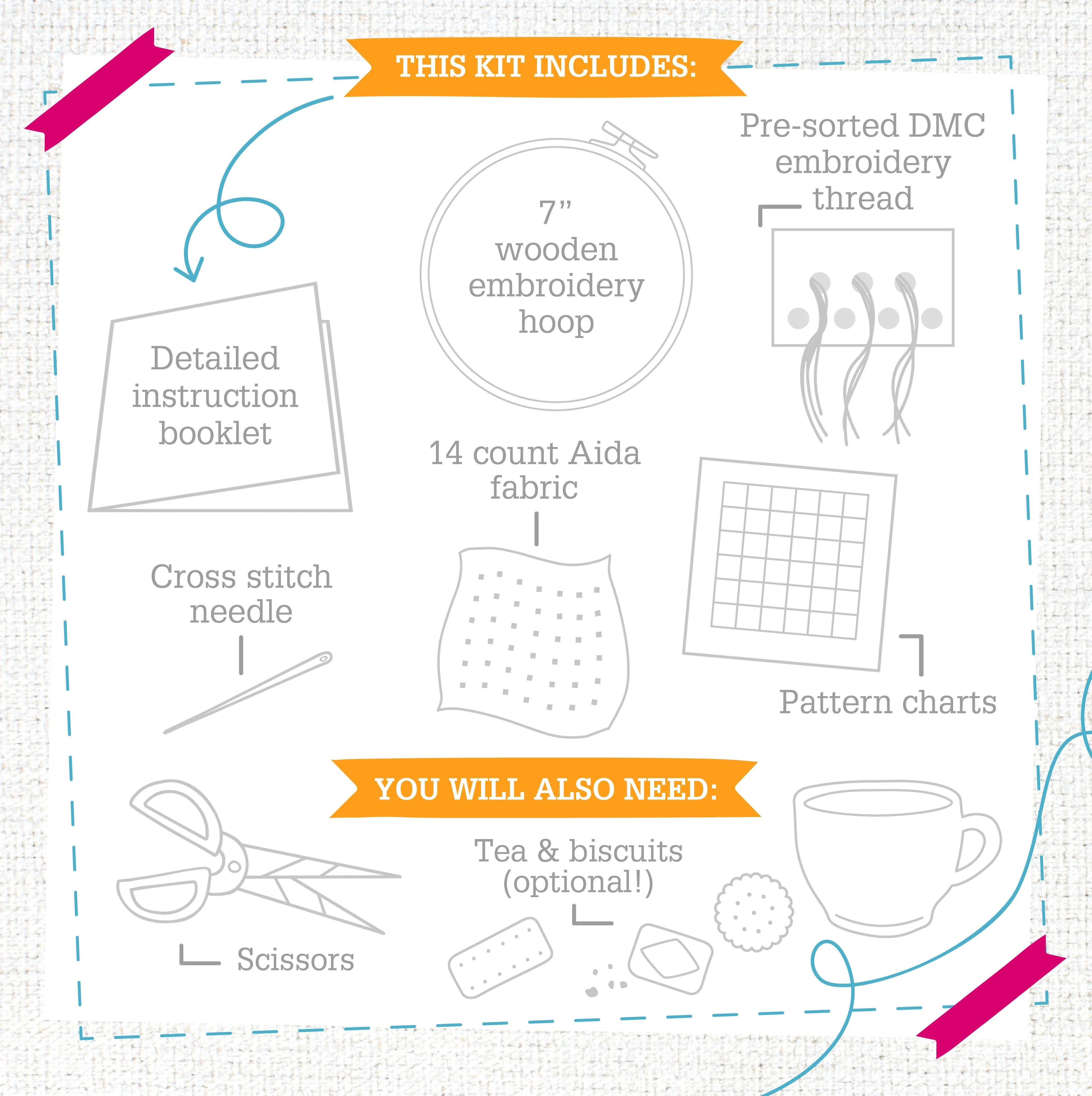 'Diplodocus' Dinosaur Cross Stitch Kit for Beginners - Image 4