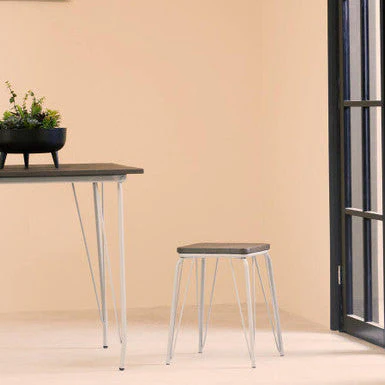 District Grey Metal And Elm Small Wood Stool - Image 3